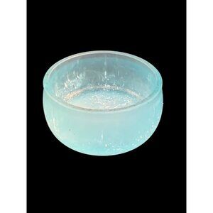 Vintage Eberling & Reuss Blue Frosted Pitted Glass Bowl Trinket Vanity RARE